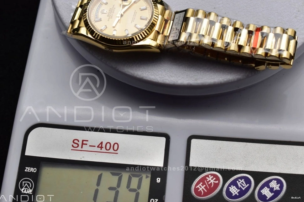 Diamond 904L QF with on vr3255 Dial (Gain Bracelet V5 YG Gold 36 Best Weight) DayDate Edition Steel President Stick 0425